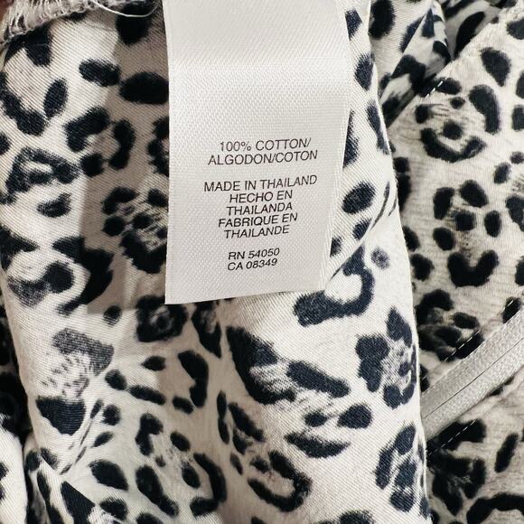 Jones New York Gray Leopard Print Collared Zipped Long Sleeve Cotton Top Size XL - Picture 5 of 5